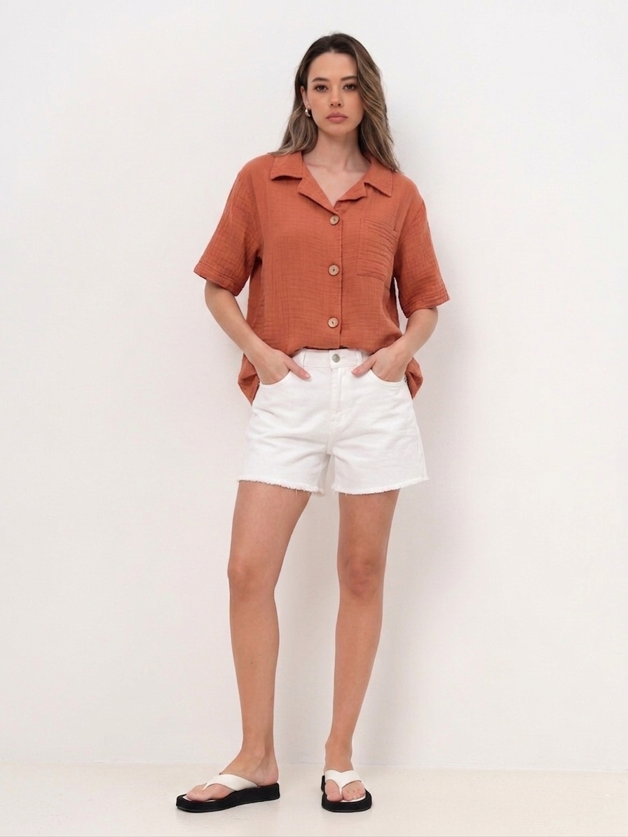 Damen Sommer Mode T-Shirt aus lässige Musselin | OEKO-TEX® zertifiziert