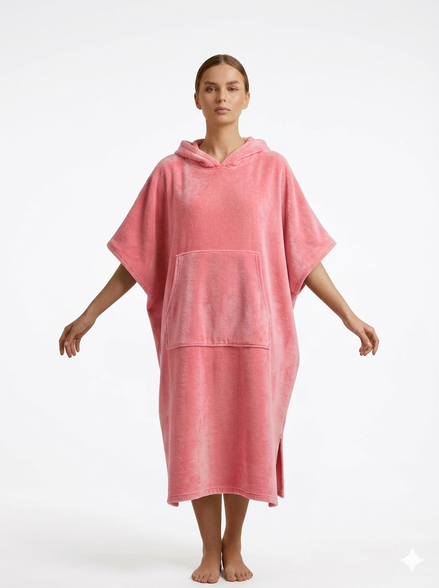 Men's poncho with hood made of 100% cotton 