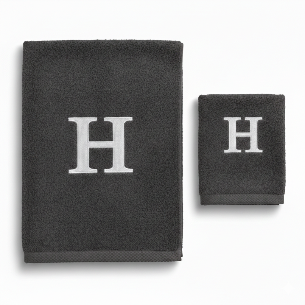 Premium Handtuch -  Mit edler Stickerei Buchstabe "H" - Vielseitig, Nachhaltig, Saugstark & Schnelltrocknend