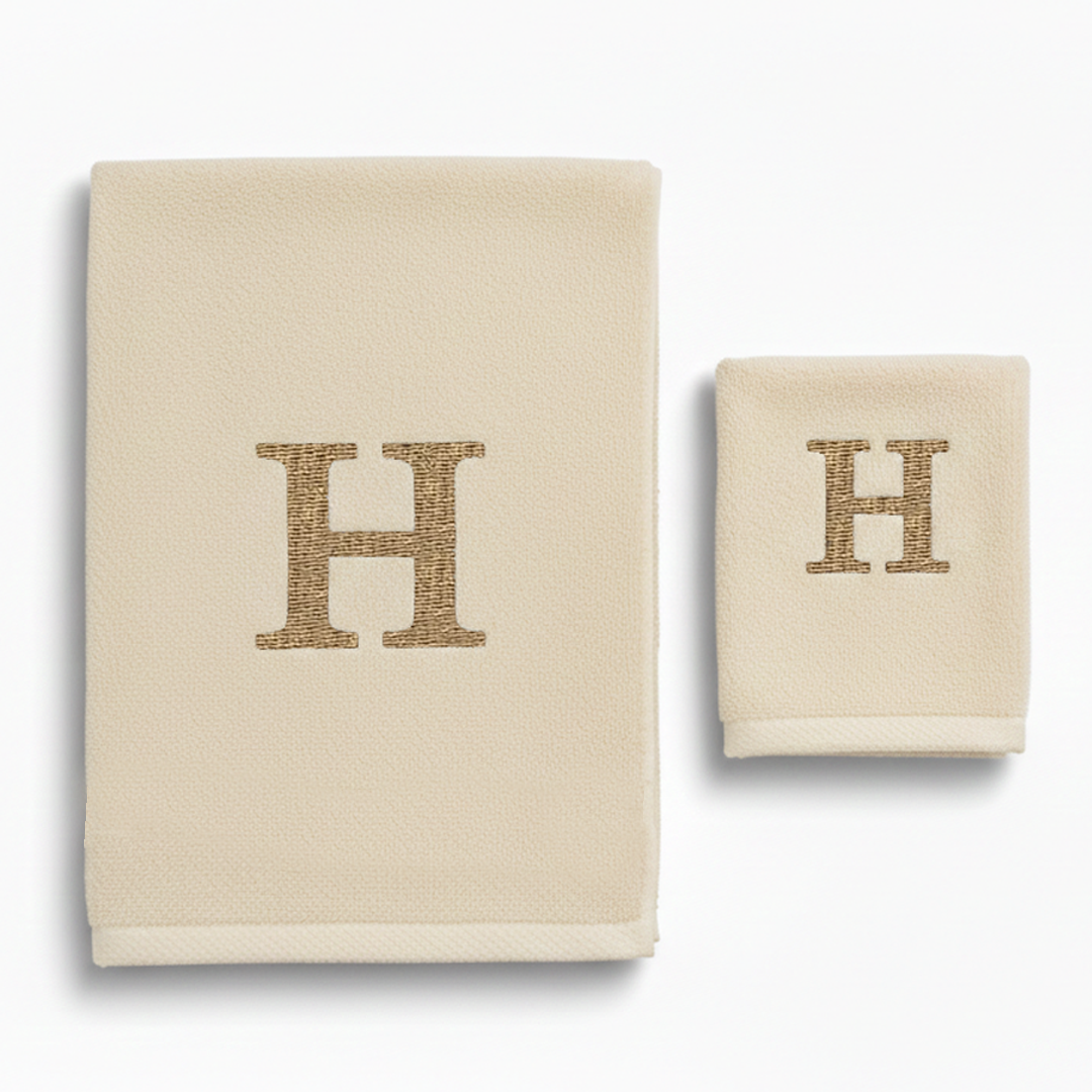 Premium Handtuch -  Mit edler Stickerei Buchstabe "H" - Vielseitig, Nachhaltig, Saugstark & Schnelltrocknend