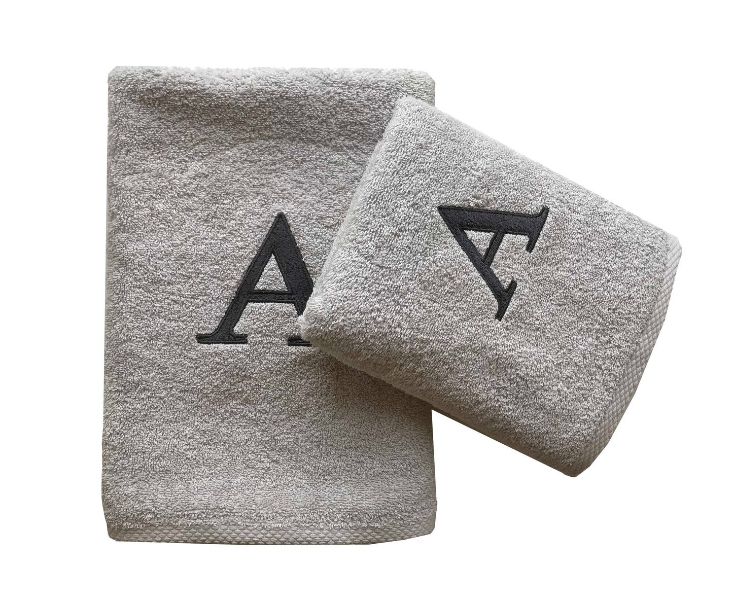 Premium towel - With elegant embroidery letter "A" - Versatile, sustainable, absorbent &amp; quick-drying - 100% cotton - Grey 