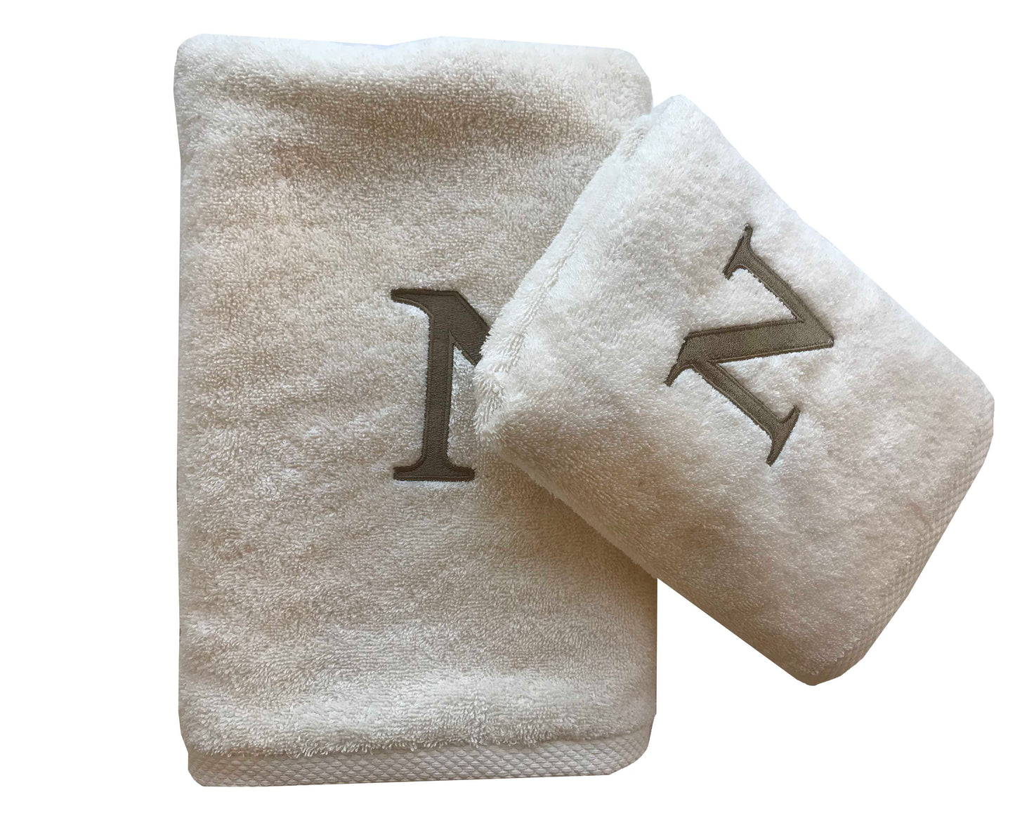 Premium towel - With elegant embroidery letter "N" - Versatile, sustainable, absorbent &amp; quick-drying - 100% cotton - Ecru 