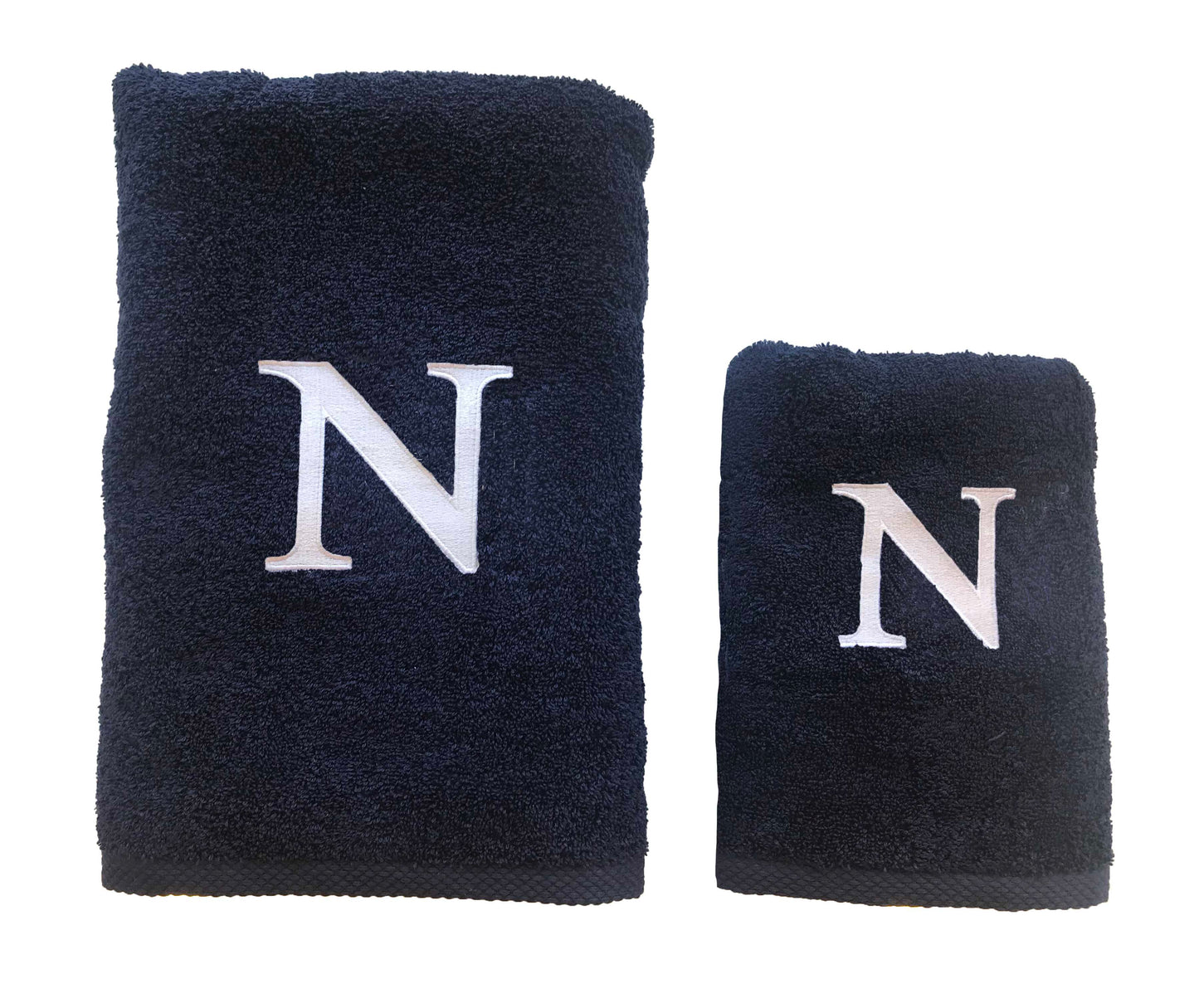 Premium towel - With elegant embroidery letter "N" - Versatile, sustainable, absorbent &amp; quick-drying - 100% cotton - Navy blue 