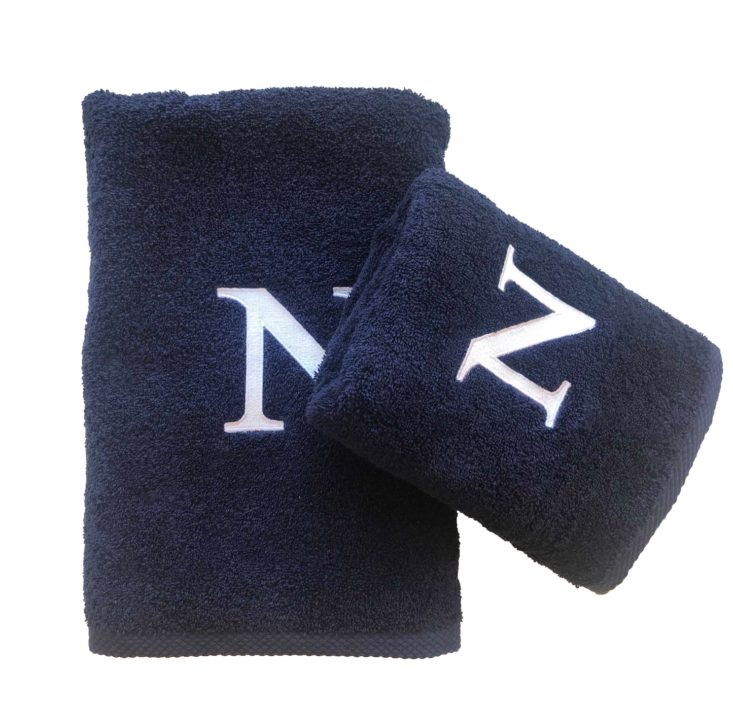 Premium Handtuch -  Mit edler Stickerei Buchstabe "N" - Vielseitig, Nachhaltig, Saugstark & Schnelltrocknend - 100% Baumwolle LMS-6642 Marinenblau