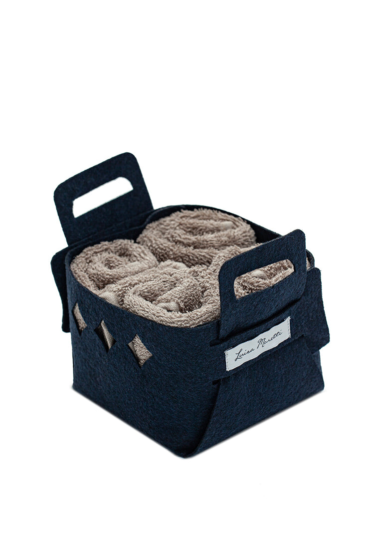 Towel set of 4 in a handmade felt bag - 100% cotton - guest towel (30x30 cm) 