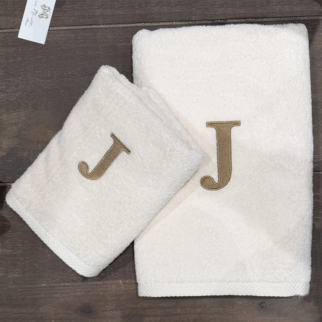 Premium Handtuch -  Mit edler Stickerei Buchstabe "J" - Vielseitig, Nachhaltig, Saugstark & Schnelltrocknend - 100% Baumwolle (Copy)