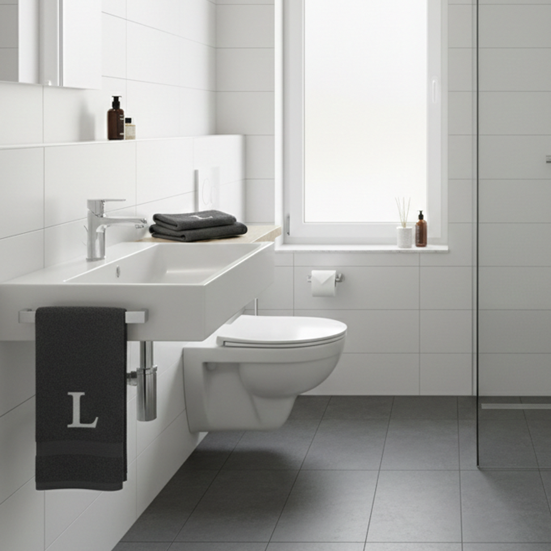 Premium Handtuch -  Mit edler Stickerei Buchstabe "L" - Vielseitig, Nachhaltig, Saugstark & Schnelltrocknend - 100% Baumwolle