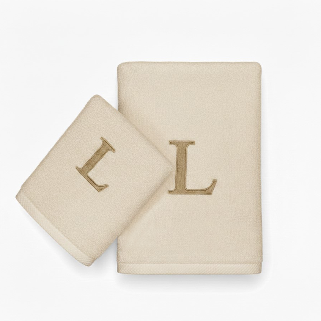Premium Handtuch -  Mit edler Stickerei Buchstabe "L" - Vielseitig, Nachhaltig, Saugstark & Schnelltrocknend - 100% Baumwolle