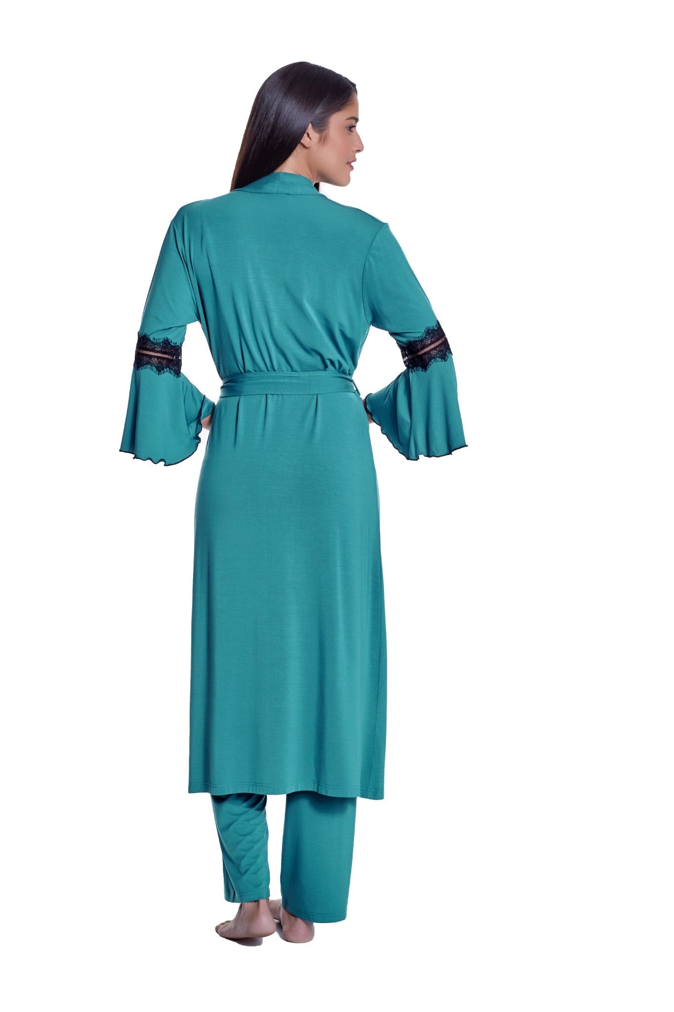 Damen Pyjama Set mit Morgenmantel aus Bambusviskose