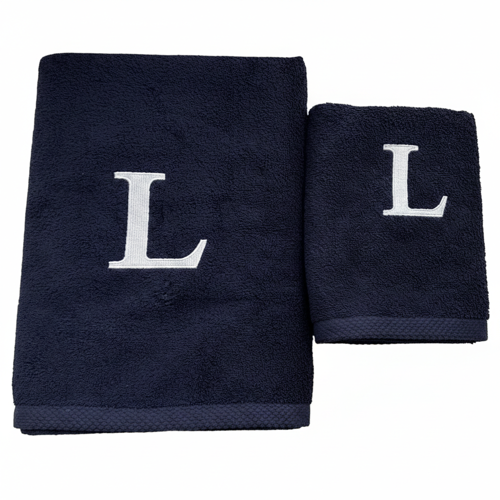 Premium Handtuch -  Mit edler Stickerei Buchstabe "L" - Vielseitig, Nachhaltig, Saugstark & Schnelltrocknend
