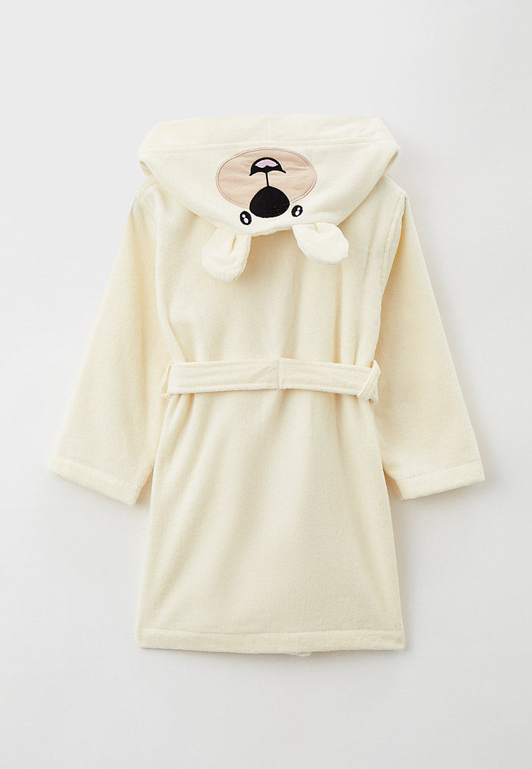 Kinder Bademantel mit Teddy-Bär Stickerei Kapuze aus Frottier LMS-6358