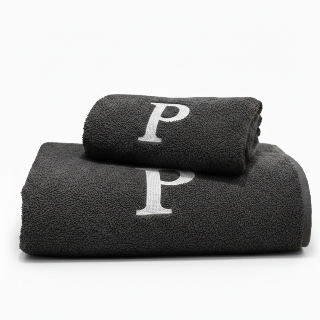 Premium Handtuch -  Mit edler Stickerei Buchstabe "P" - Vielseitig, Nachhaltig, Saugstark & Schnelltrocknend