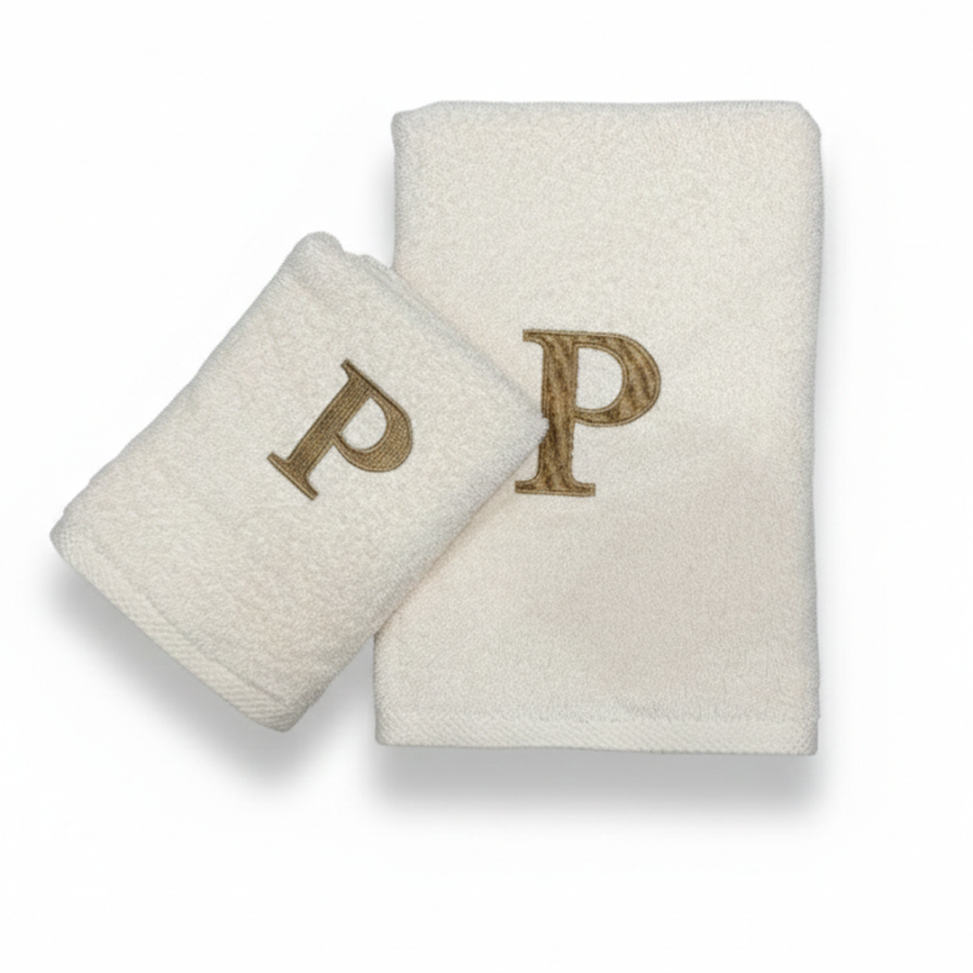 Premium Handtuch -  Mit edler Stickerei Buchstabe "P" - Vielseitig, Nachhaltig, Saugstark & Schnelltrocknend - 100% Baumwolle