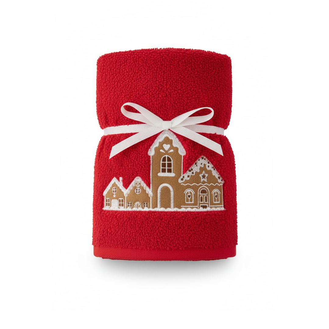 Festliches Lebkuchenhaus-Handtuch