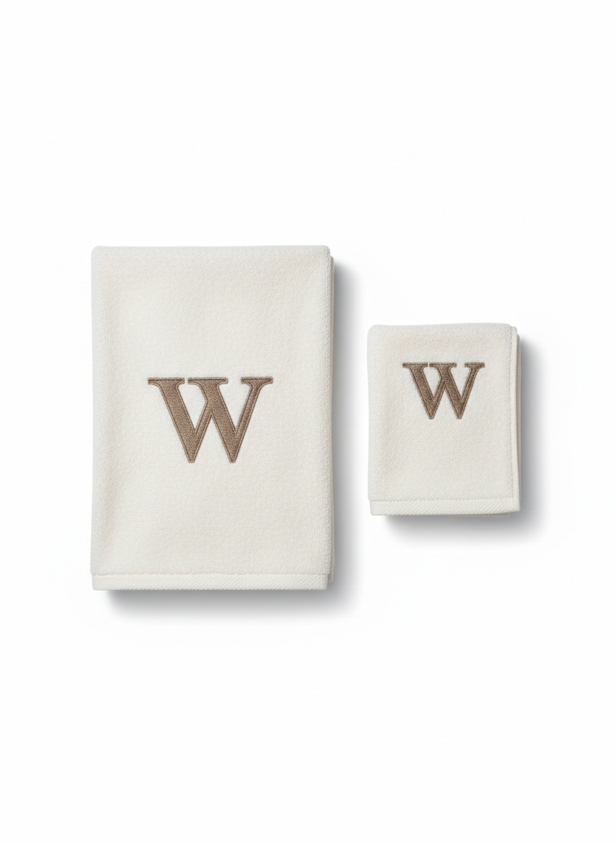 Premium Handtuch -  Mit edler Stickerei Buchstabe "W" - Vielseitig, Nachhaltig, Saugstark & Schnelltrocknend - 100% Baumwolle