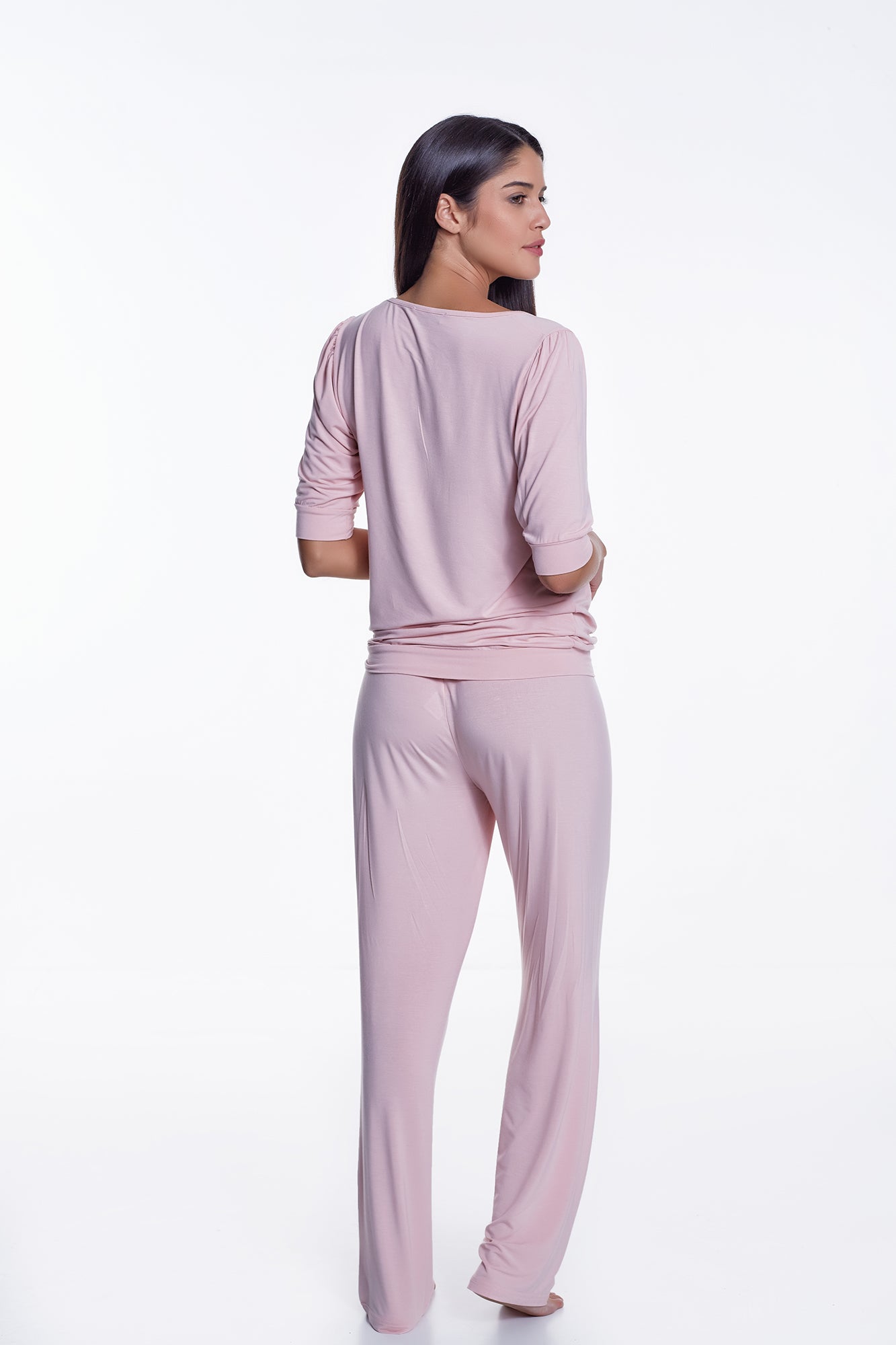 Ensemble pyjama femme en viscose de bambou avec dentelle sur le haut 