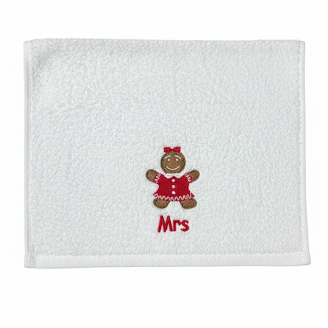 Weihnachtshandtuch - Besticktes Gästehandtuch mit Lebkuchenmuster