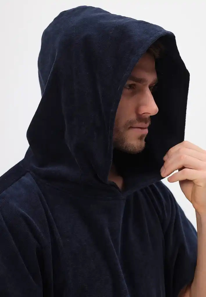 Men's poncho with hood made of 100% cotton 