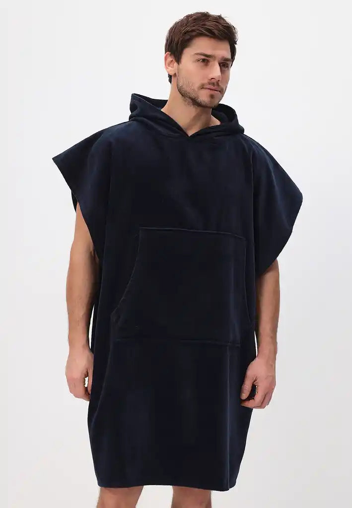 Men's poncho with hood made of 100% cotton 