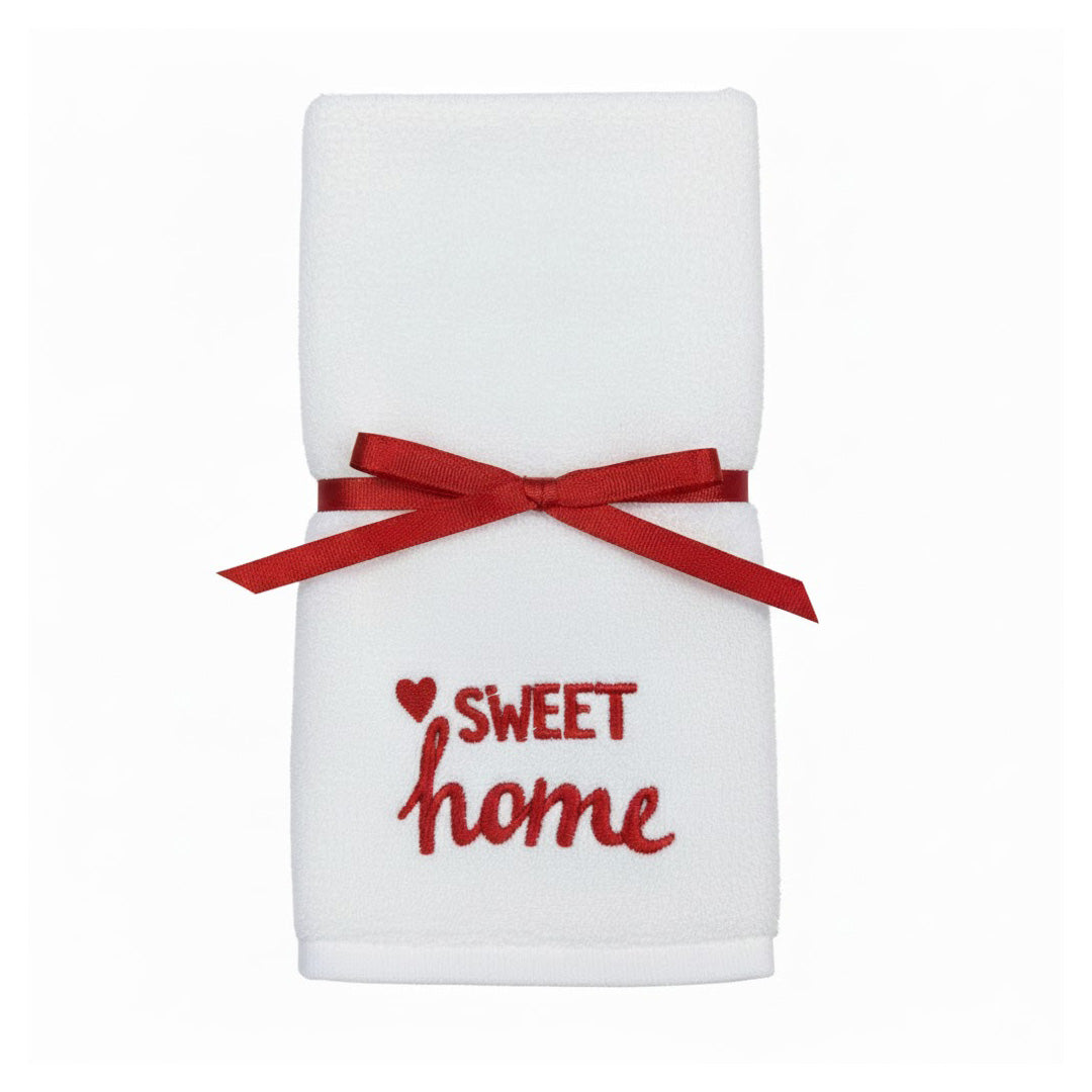 Besticktes Gästehandtuch mit Sweet Home-Stickerei