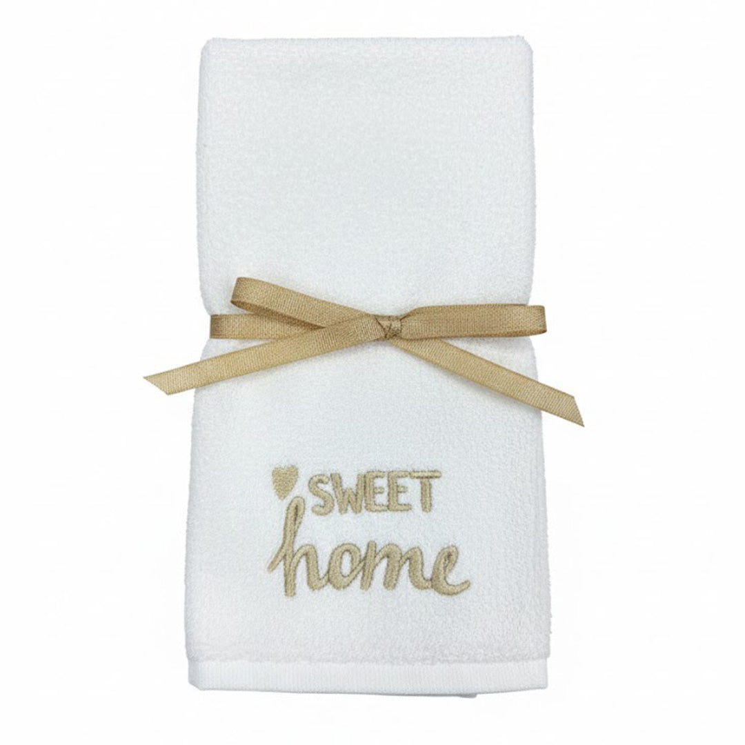 Besticktes Gästehandtuch mit Sweet Home-Stickerei