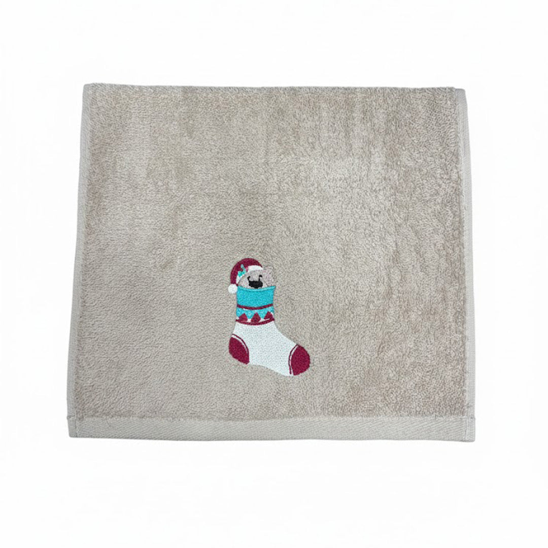 Gästehandtuch mit Teddybär in Strümpfen