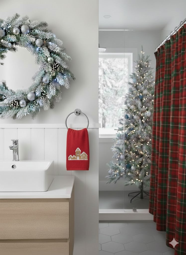 Festliches Lebkuchenhaus-Handtuch