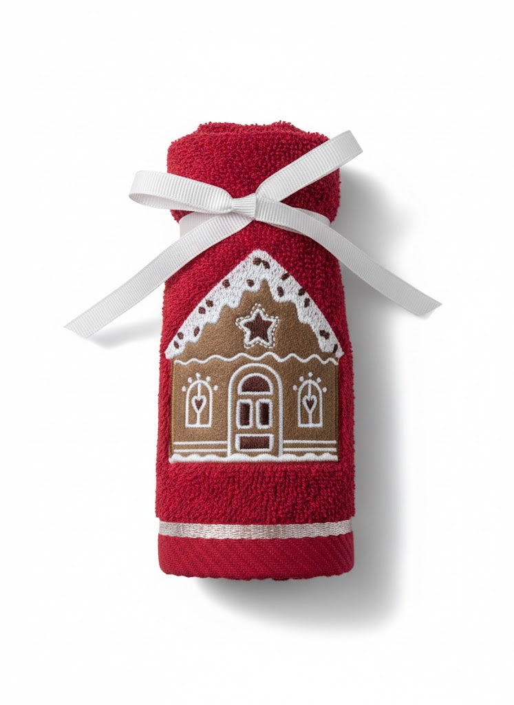 Festliches Lebkuchenhaus-Handtuch