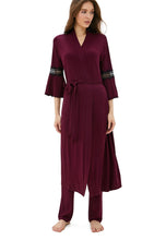 Lade das Bild in den Galerie-Viewer, Exclusives Damen Pyjama mit Morgenmantel aus Bambus viskose LMS-6046
